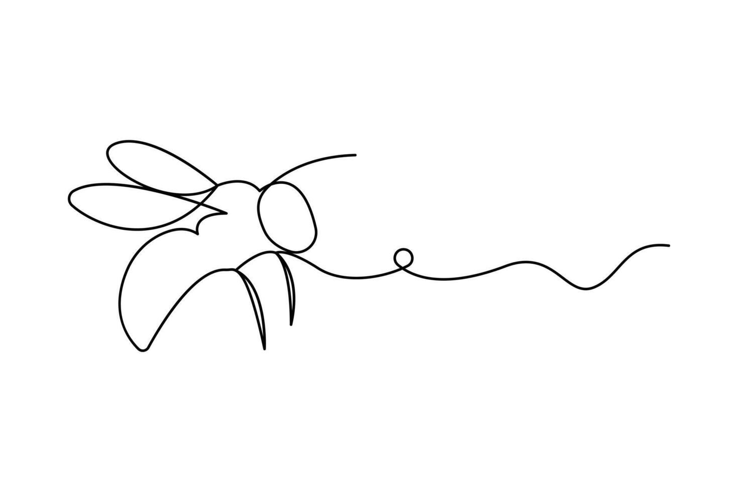 Continuous single line art drawing of bee outline illustration vector