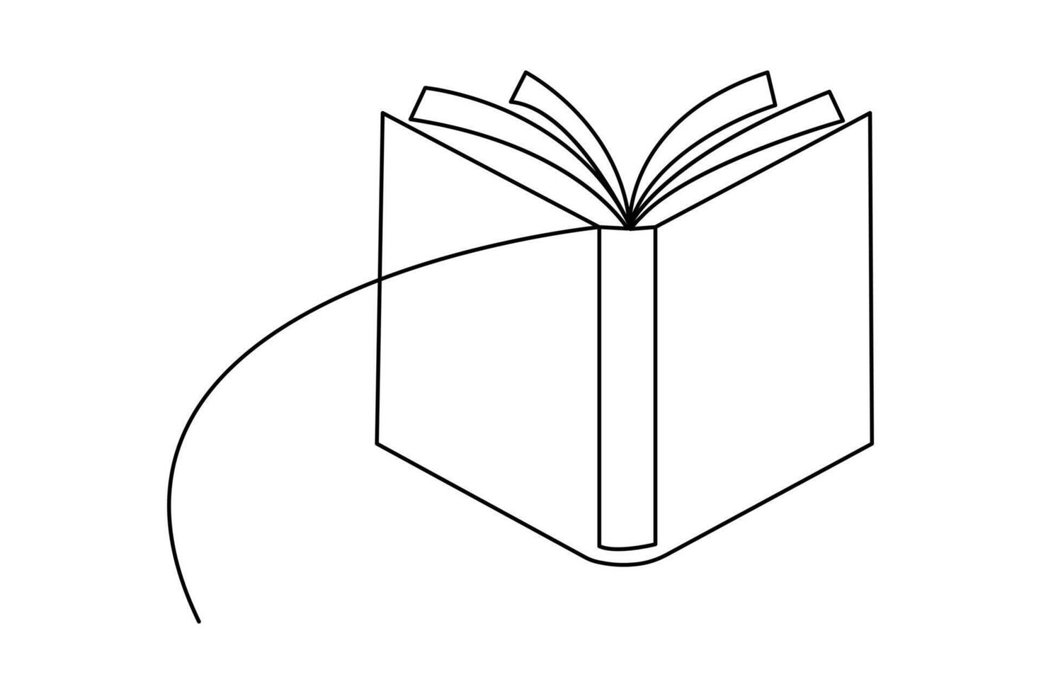 One continuous line drawing of book opening linear style Hand drawn minimalism design vector