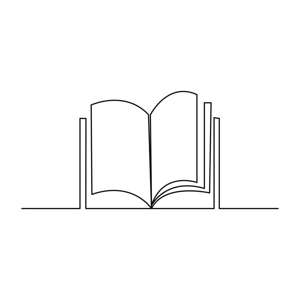 Continuous one line drawing of book opening style vector