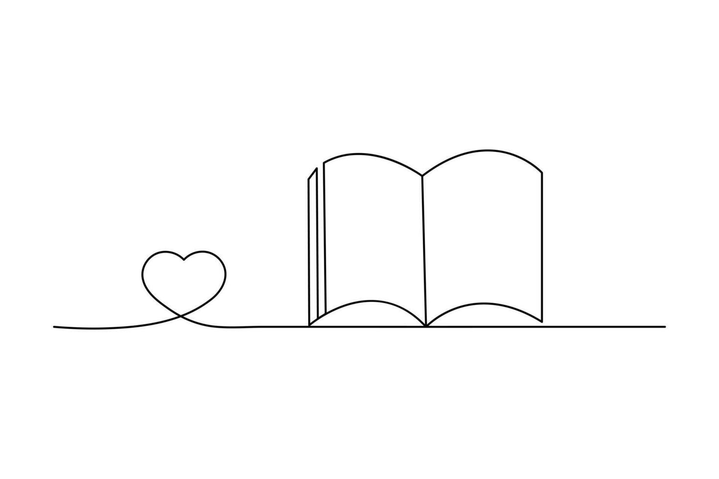 Book single line art drawing continuous isolated on white minimalist style vector