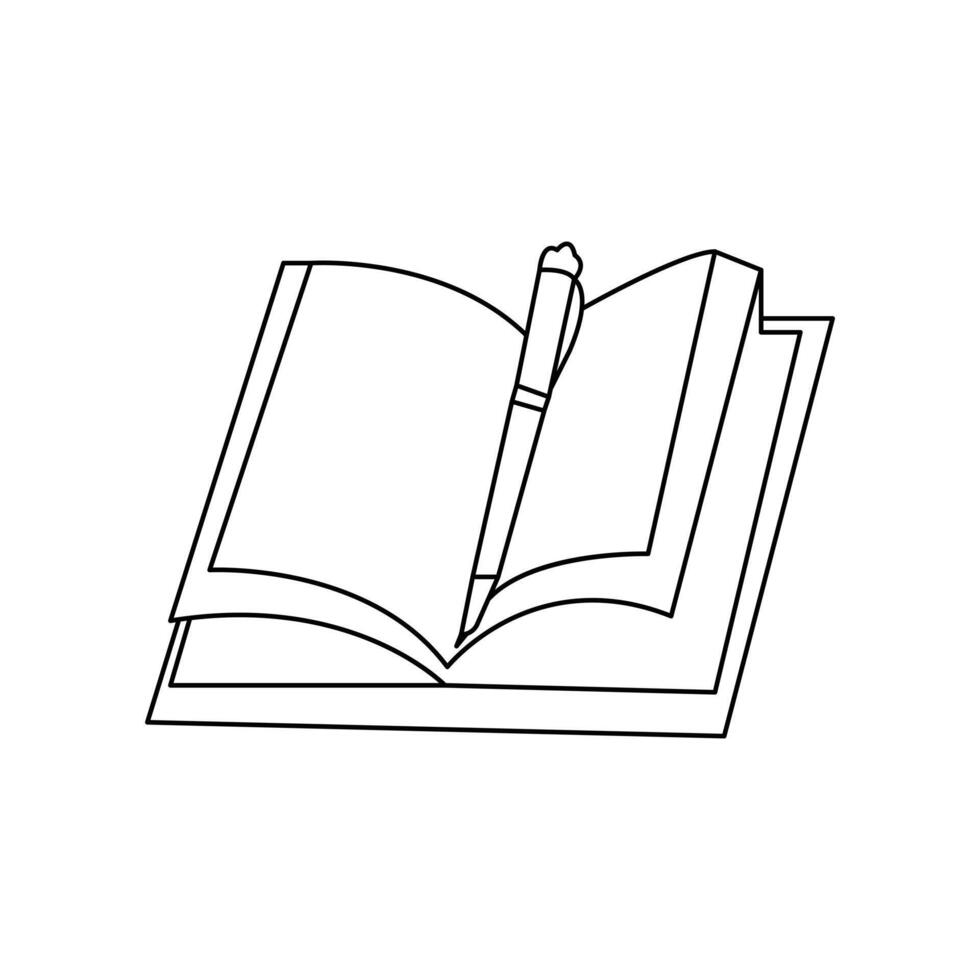 illustration continuous book one line drawing vector