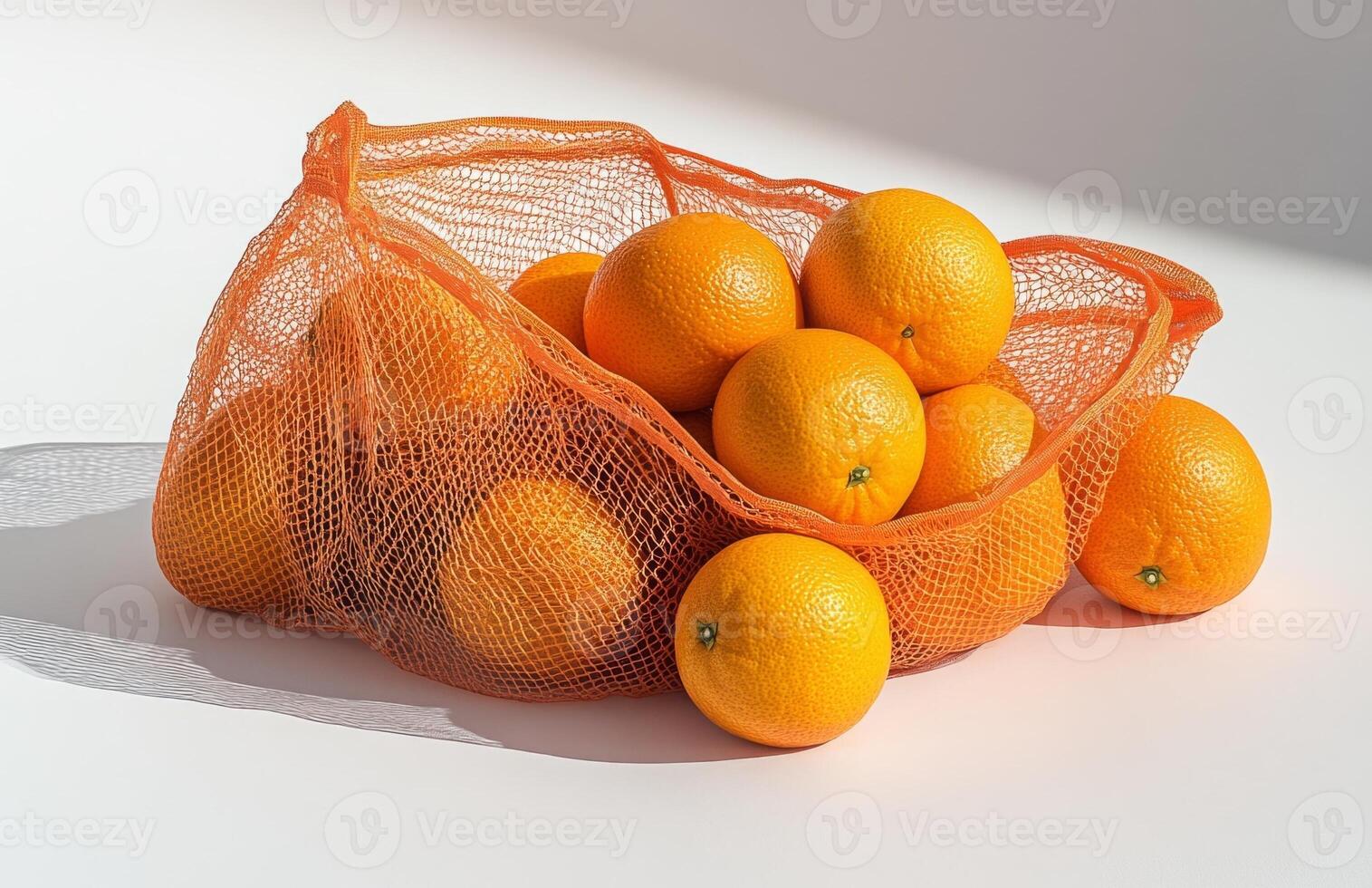 A mesh bag full of oranges photo