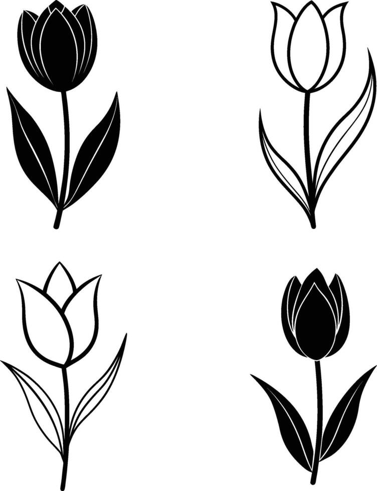 Silhouette of a single Tulip flower illustration vector
