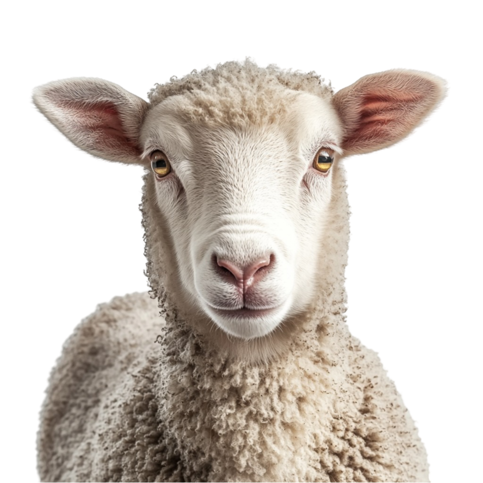A sheep is looking directly at the camera png