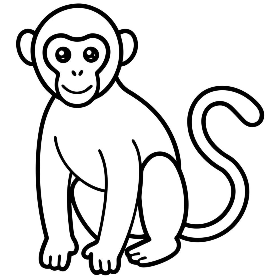 Coloring page line art Monkey illustration vector