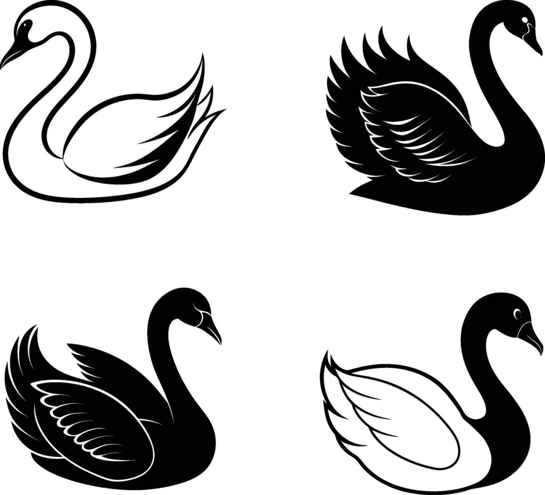 Silhouette of four Swan illustration. vector
