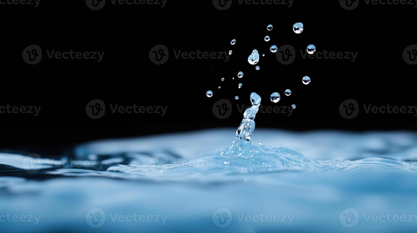 Water Droplets Exploding in Dramatic Slow Motion Against Dark Background for Science and Abstract Art Concepts photo