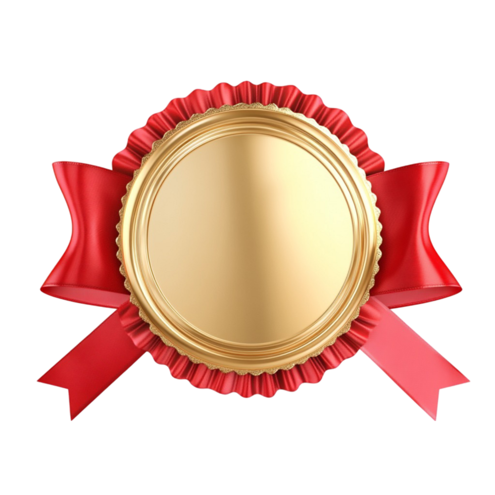 Gold medal ribbon with red ribbon png