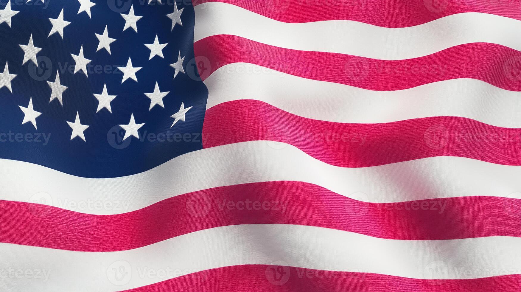 Patriotic American Flag Waving in Full HD Close Up Capturing the Stars and Stripes with Vivid Detail and Slow Motion Effect for National Holiday Celebrations and Patriotic Designs photo