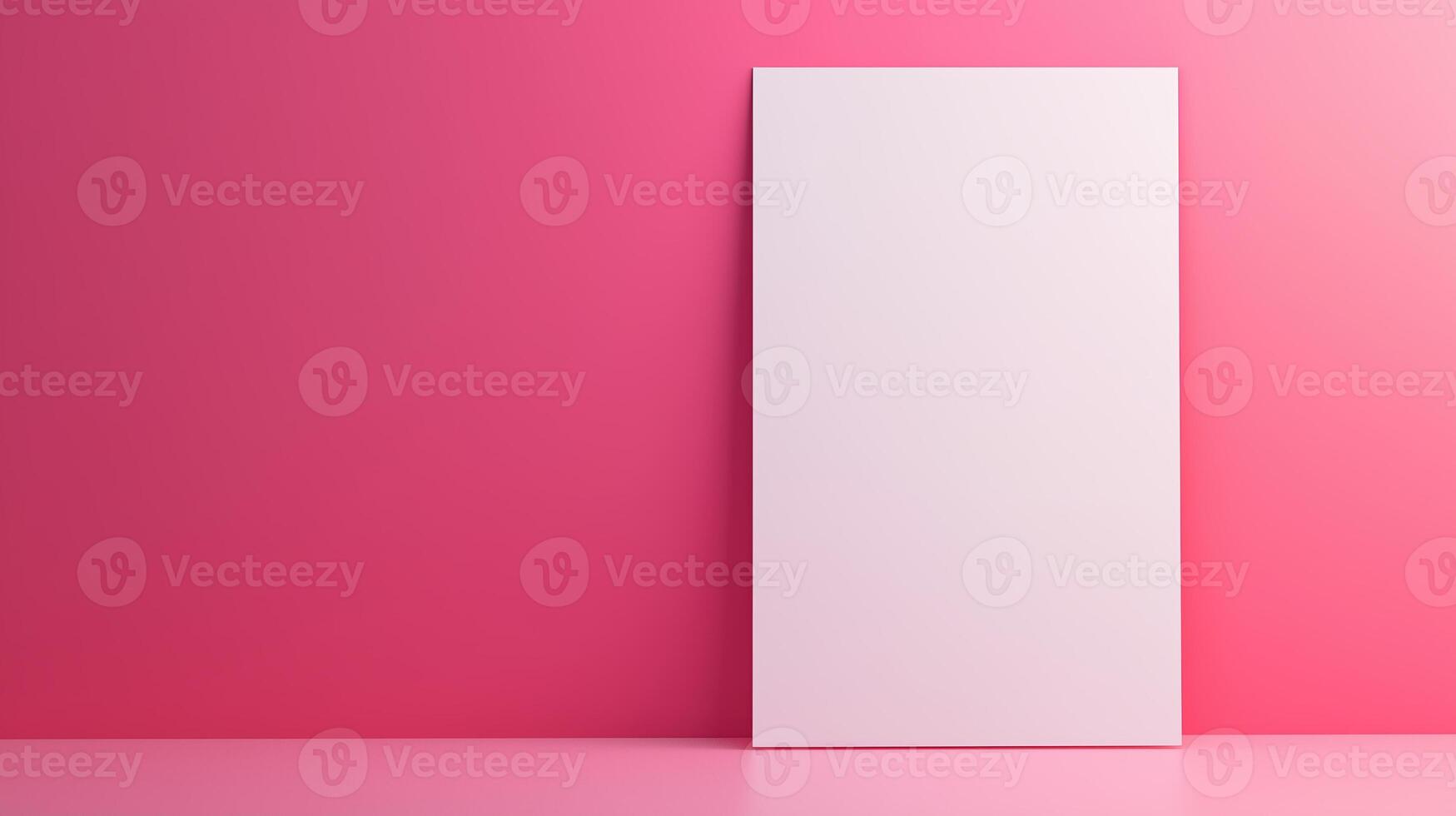 Blank White A3 Half Fold Brochure Template Against Vibrant Pink Background for Mock Up and Design Showcase photo