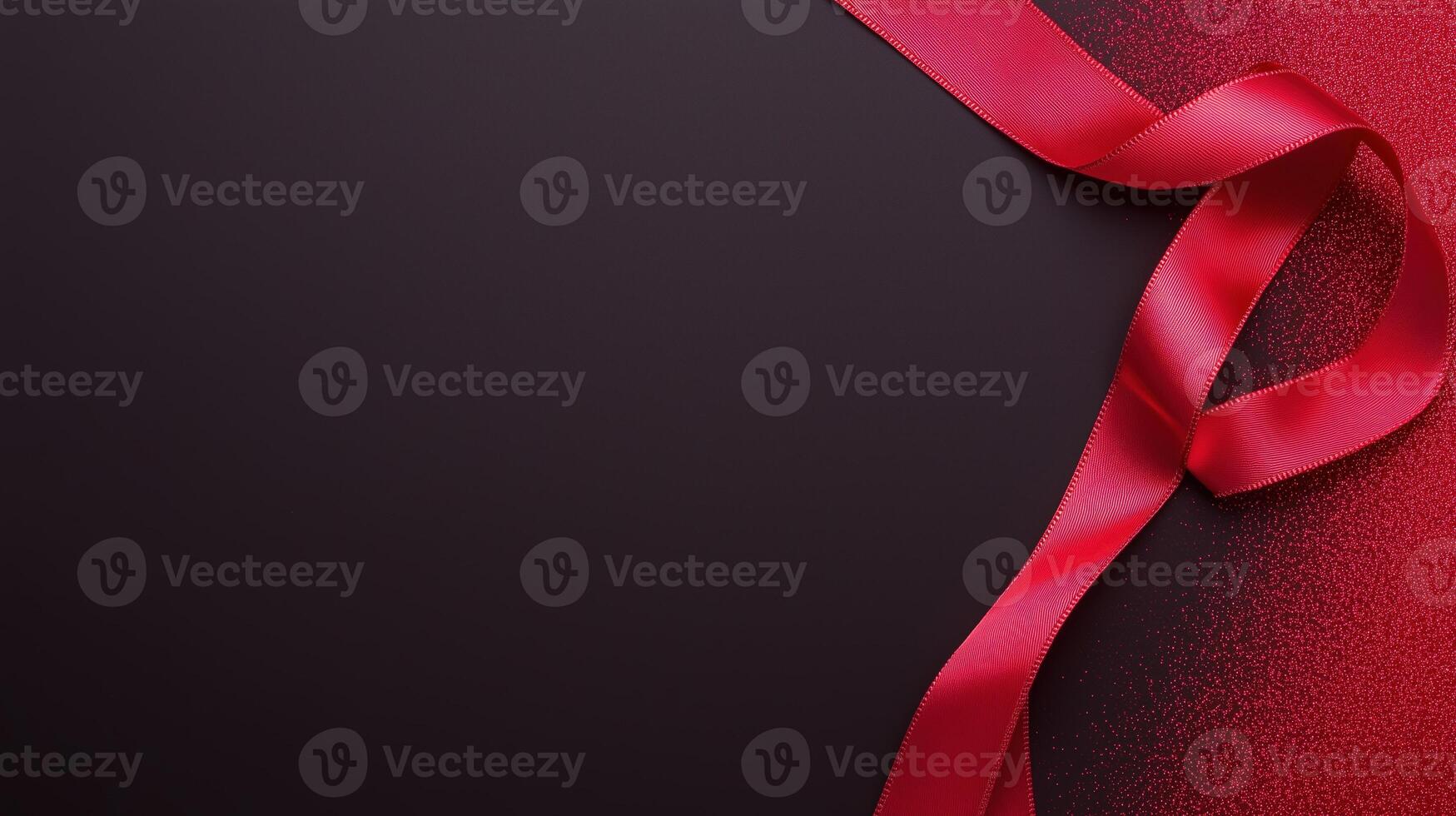 Elegant Red Satin Ribbon with Smooth Stylish Loops on a Dark Background for Festive Decor, Luxury Gift Wrapping, and Sophisticated Design photo