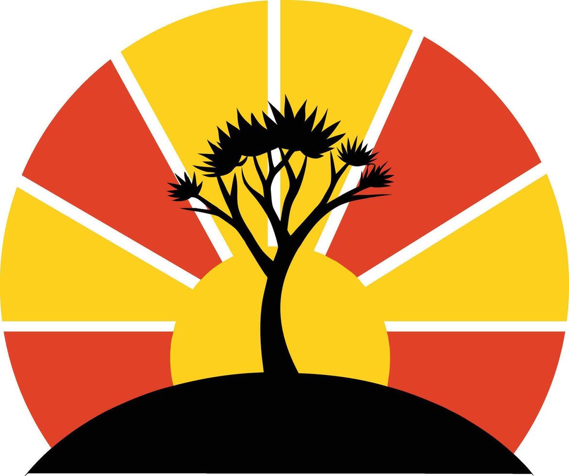 A Decorative Sunset with tree silhouette illustration vector