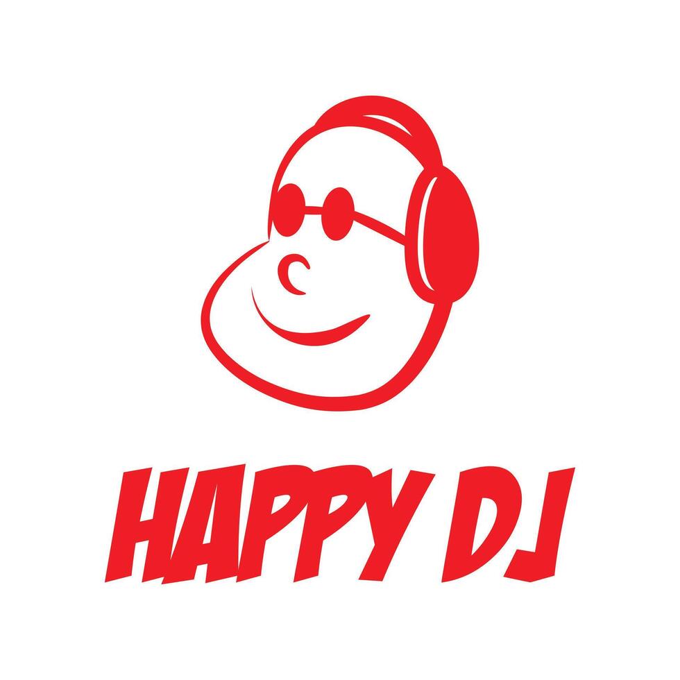 happy dj flat minimalist logo design vector