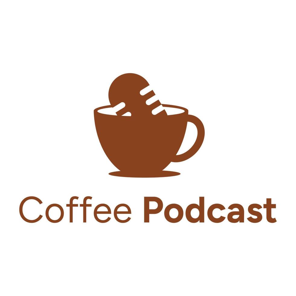 coffee podcast flat minimalist logo design vector