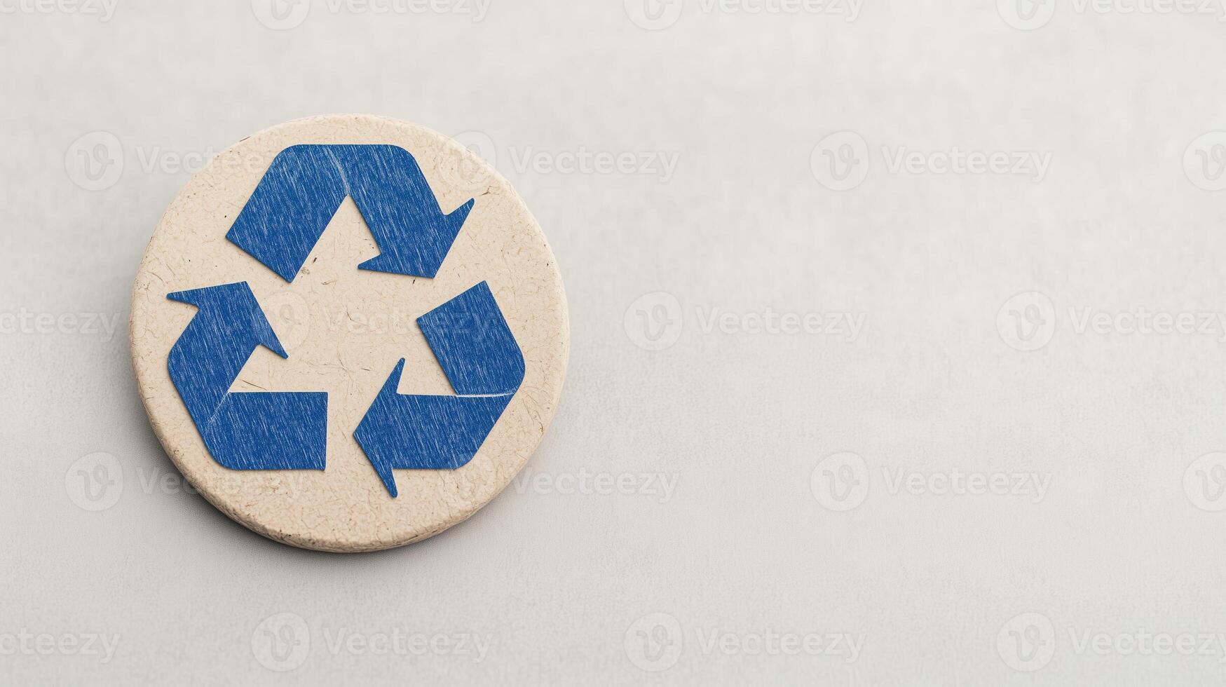 Recycling Symbol On Textured Surface With Blue Arrows Highlighting Environmental Awareness And Sustainability Concepts In Modern Design For Eco-Friendly And Waste Management Solutions photo