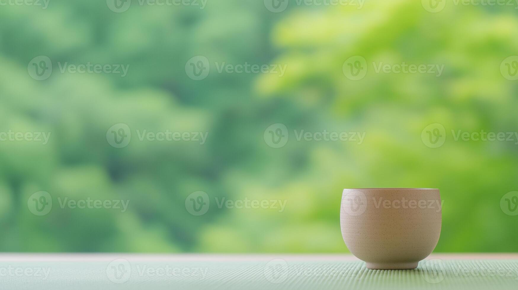 Traditional Japanese Tea Ceremony Set With Natural Utensils Highlighting Cultural Rituals In Serene Zen Garden Setting Reflecting Tranquil Mindfulness And Harmony With Nature photo