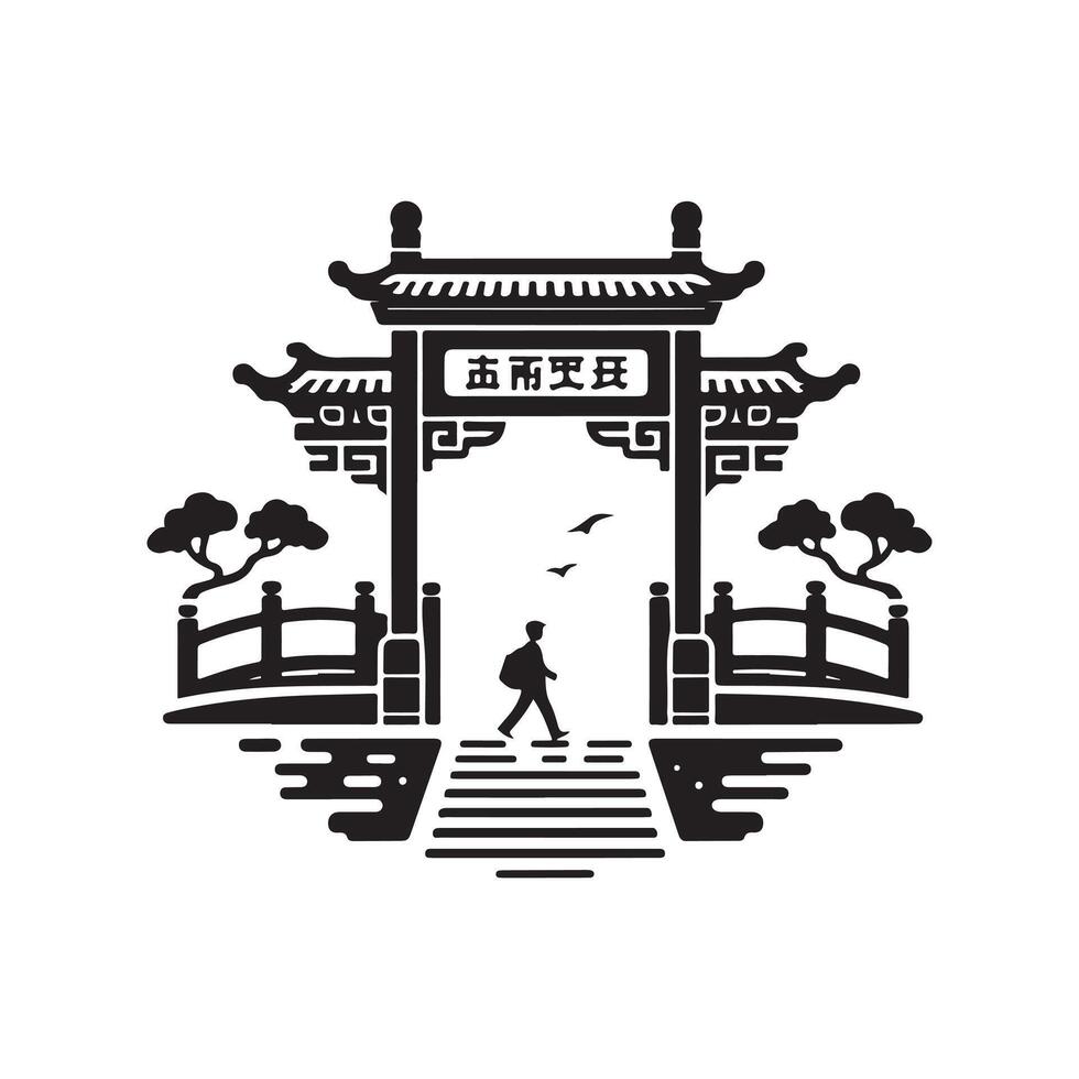 Stylized Pedestrian Gate Silhouettes for Urban and Architectural Themes vector