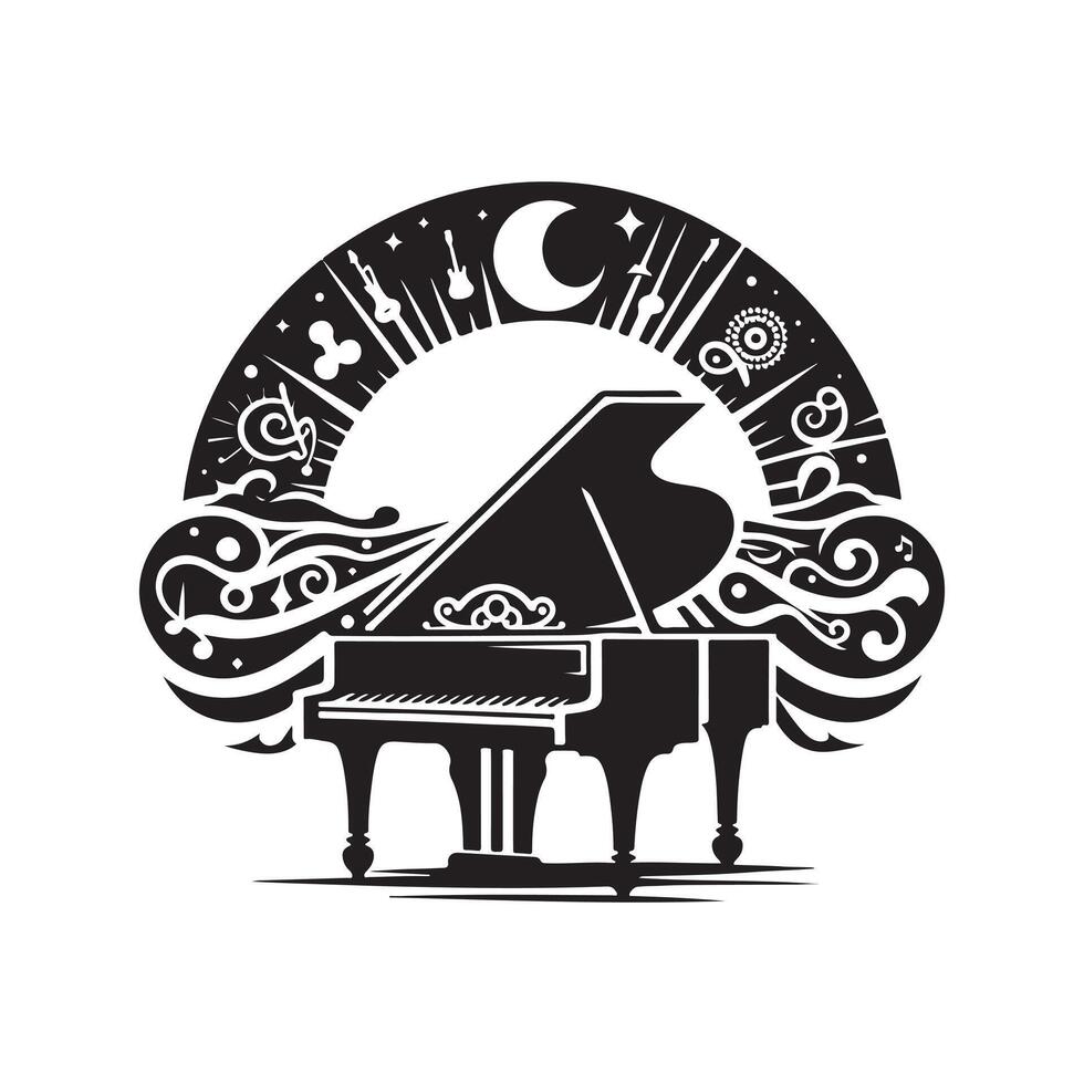 High-Resolution Piano Silhouettes for Custom Digital Artwork vector
