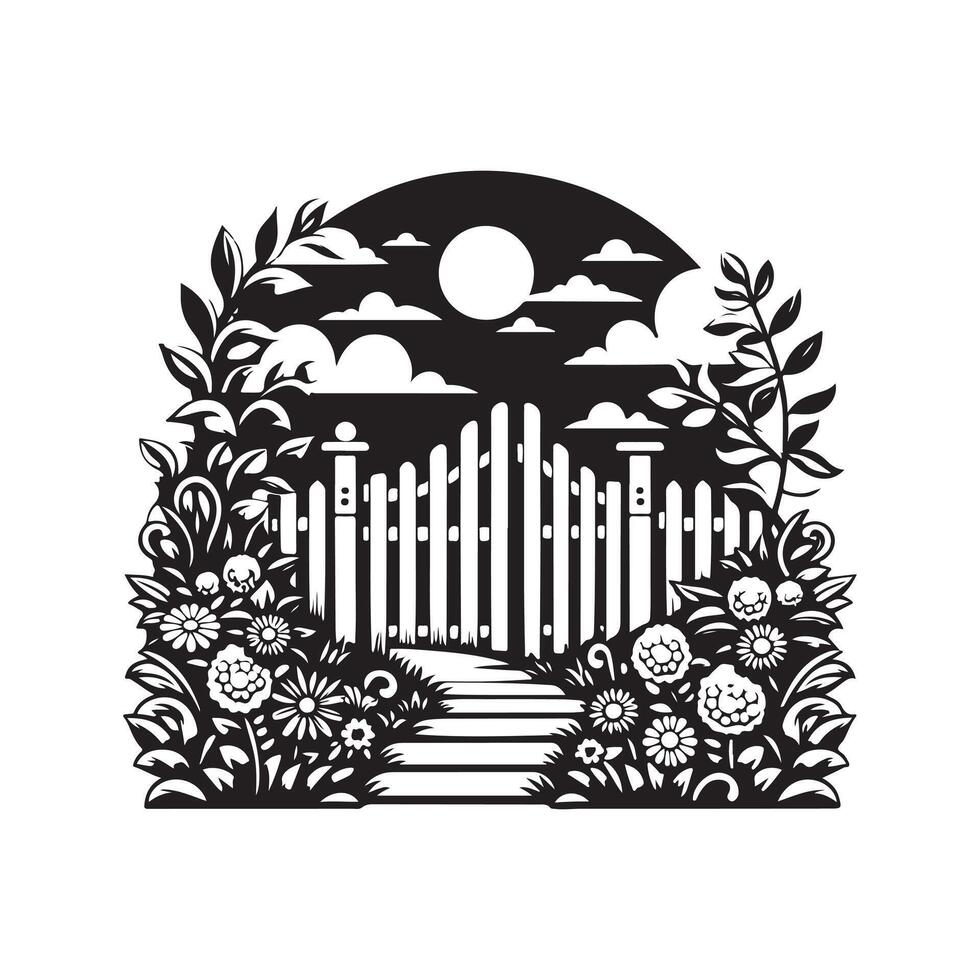 Garden Gate Silhouette Vectors Files Ready for Instant Download