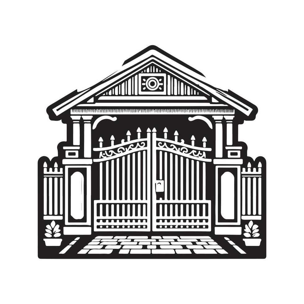 Enhance Your Designs with Driveway Gate Vectors Illustrations