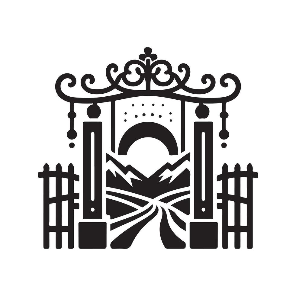 Swing Gate Silhouette Vectors Designs for Property Management Graphics