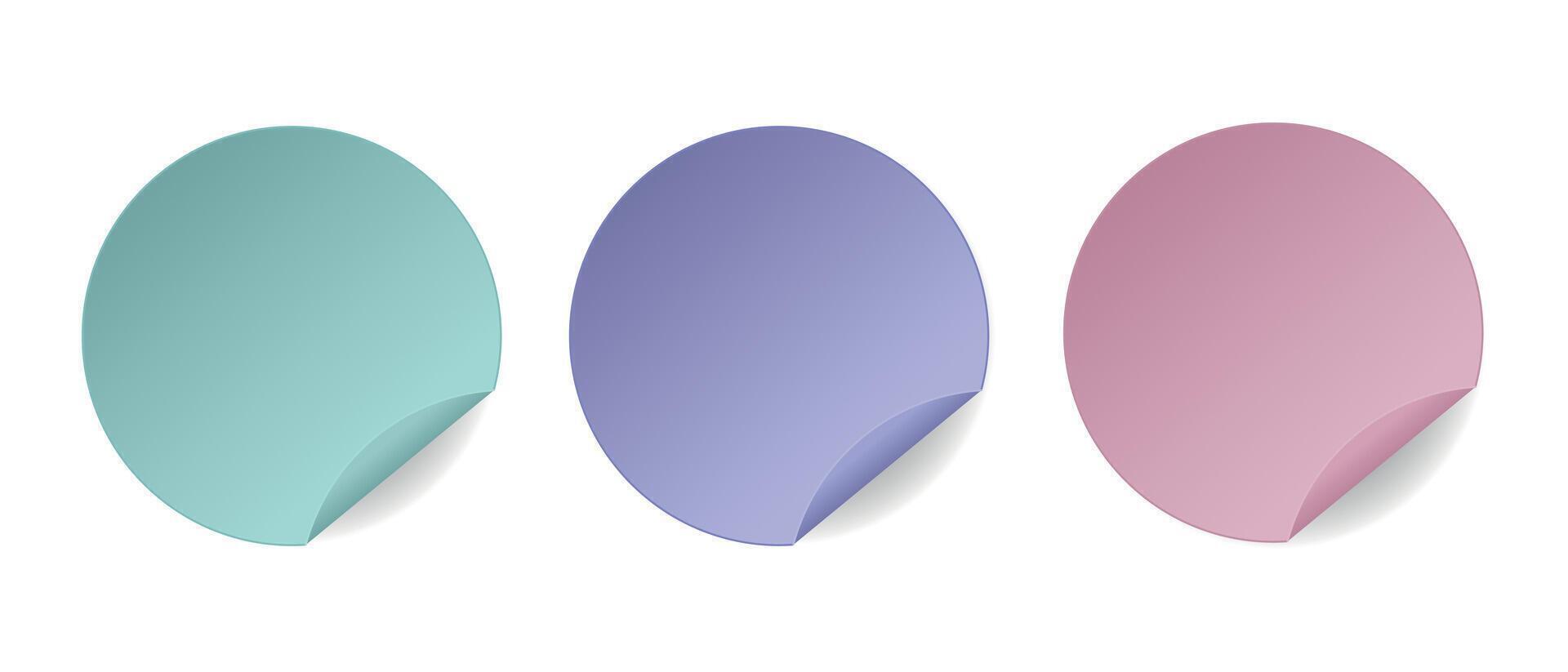 Circular Stickers with a Colorful Peel Effect, Ideal for Various Artistic Applications vector