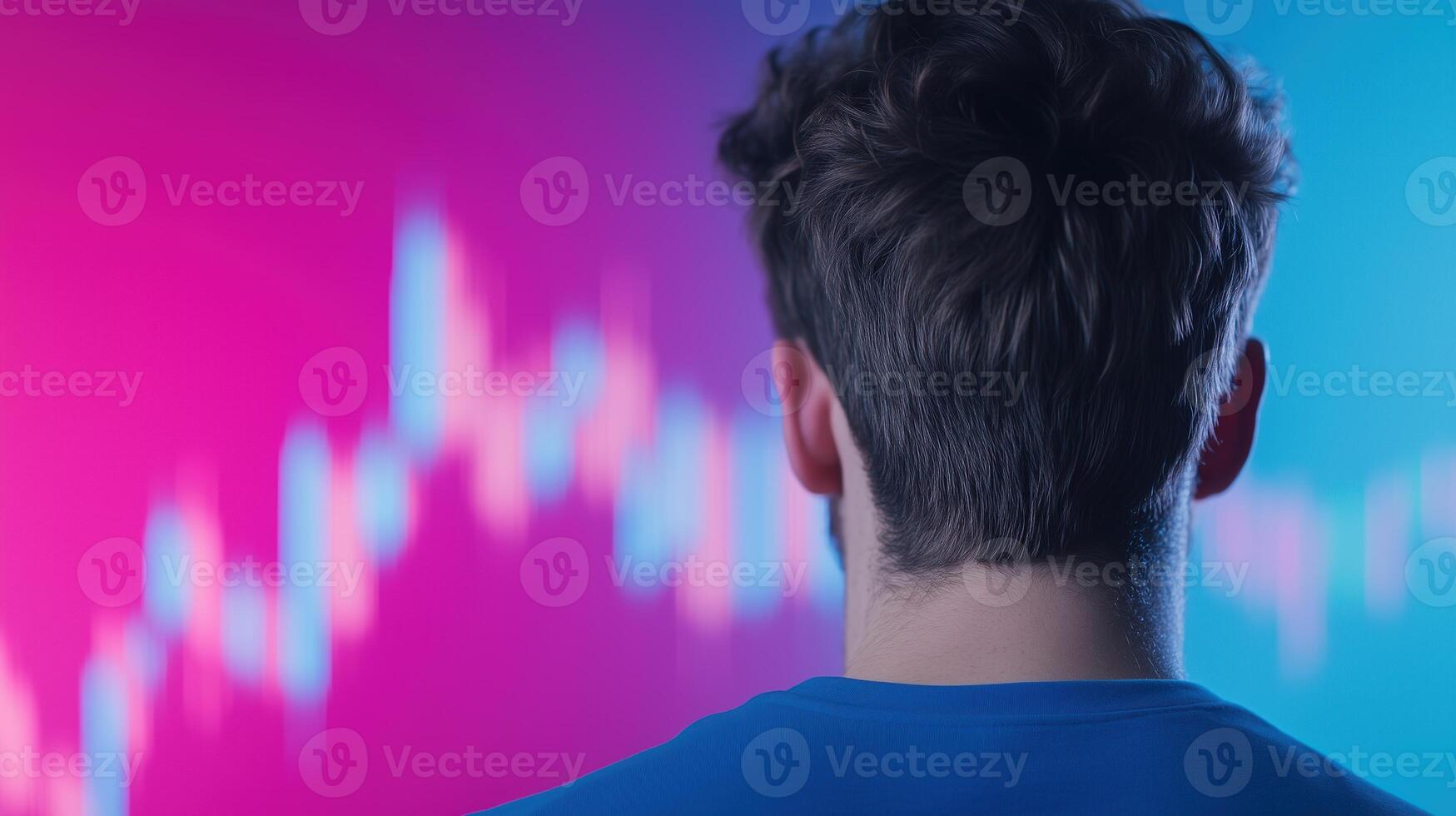 Business Analyst Analyzing Dynamic Financial Data Trends With Blurred Stock Market Charts and Graphs for Strategic Planning photo