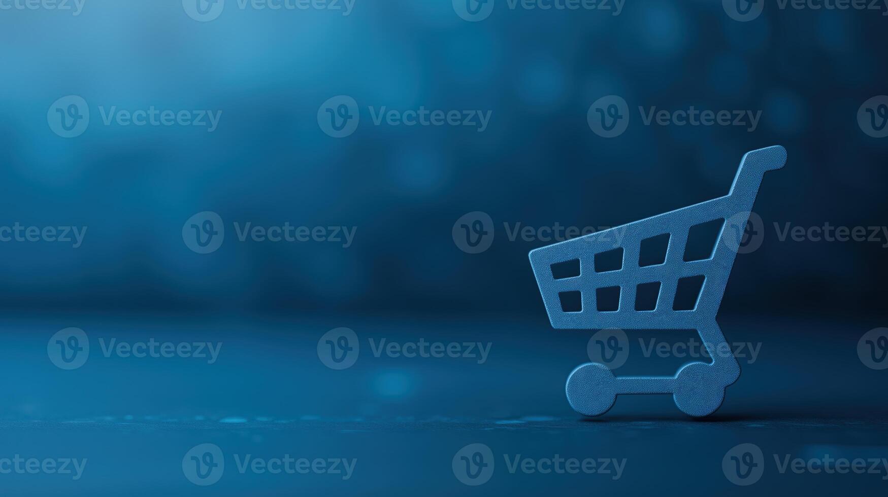 Futuristic Shopping Concept with AI in Retail Highlighting Digital Cart and Blue Technology Background for Modern Business Innovations photo
