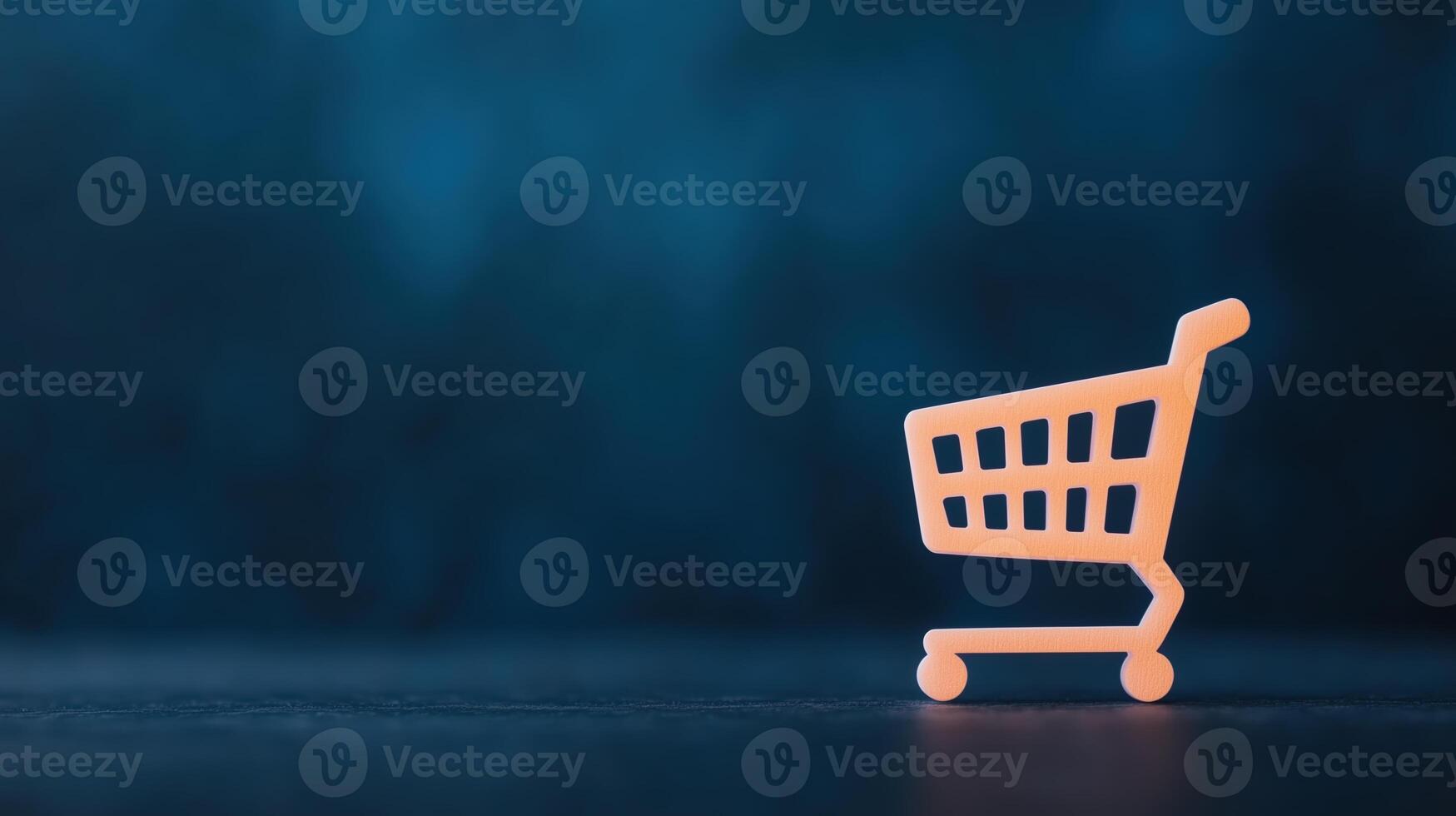 Artificial Intelligence in Retail Concept Featuring Futuristic Shopping Cart Illustration on Dark Blue Background for Modern E-commerce and Technology-Inspired Design Projects photo