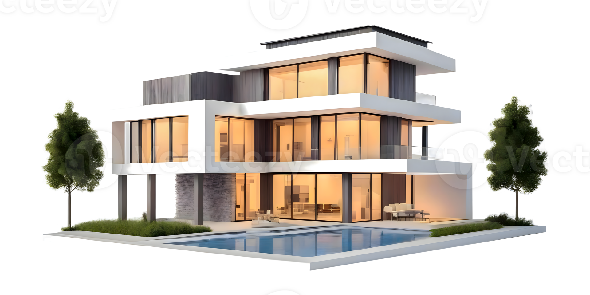 modern building with trees png