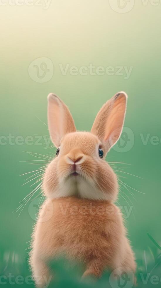 Curious Rabbit in Lush Greenery Captures Attention With Its Playful Perks Embracing Nature's Delightful Essence in Vivid Detail photo