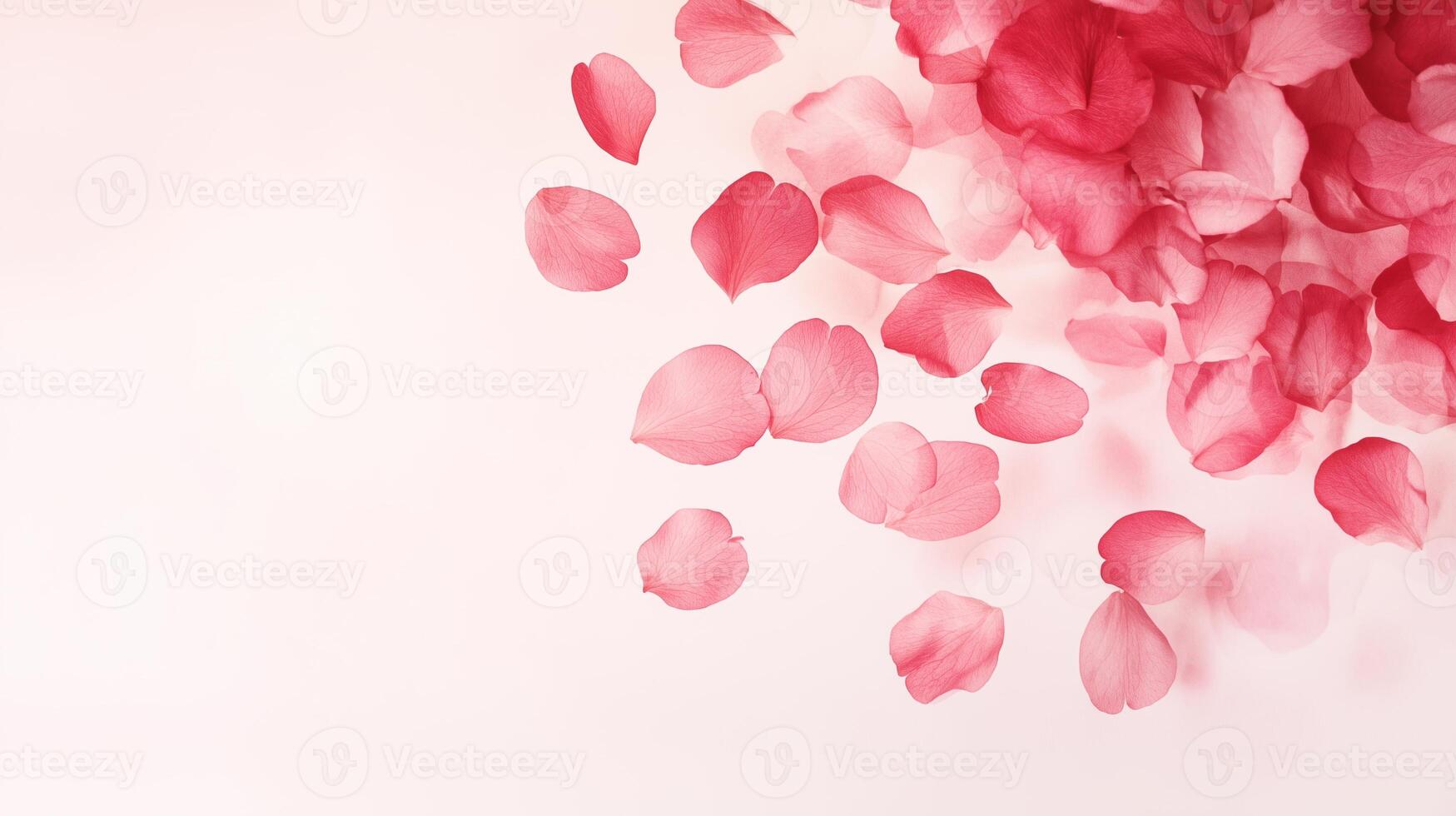 Cherry Blossom Petals Drifting Gracefully Against a Clear Sky, Epitomizing the Elegance and Tranquility of Nature, Perfect for Spring-Themed Designs and Gentle, Soothing Backdrops photo