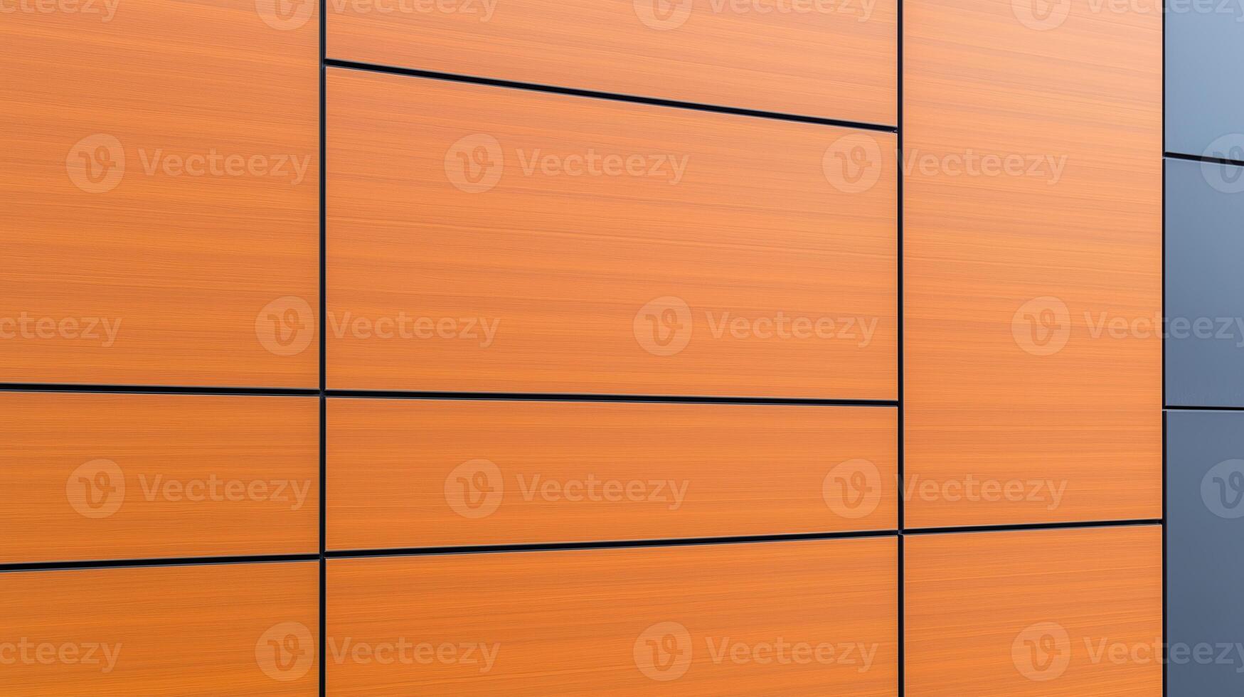 Modern Architectural Facade With Geometric Pattern Featuring Orange Panels and Minimalist Design Emphasizing Contemporary Urban Aesthetics in Horizontal Alignment photo