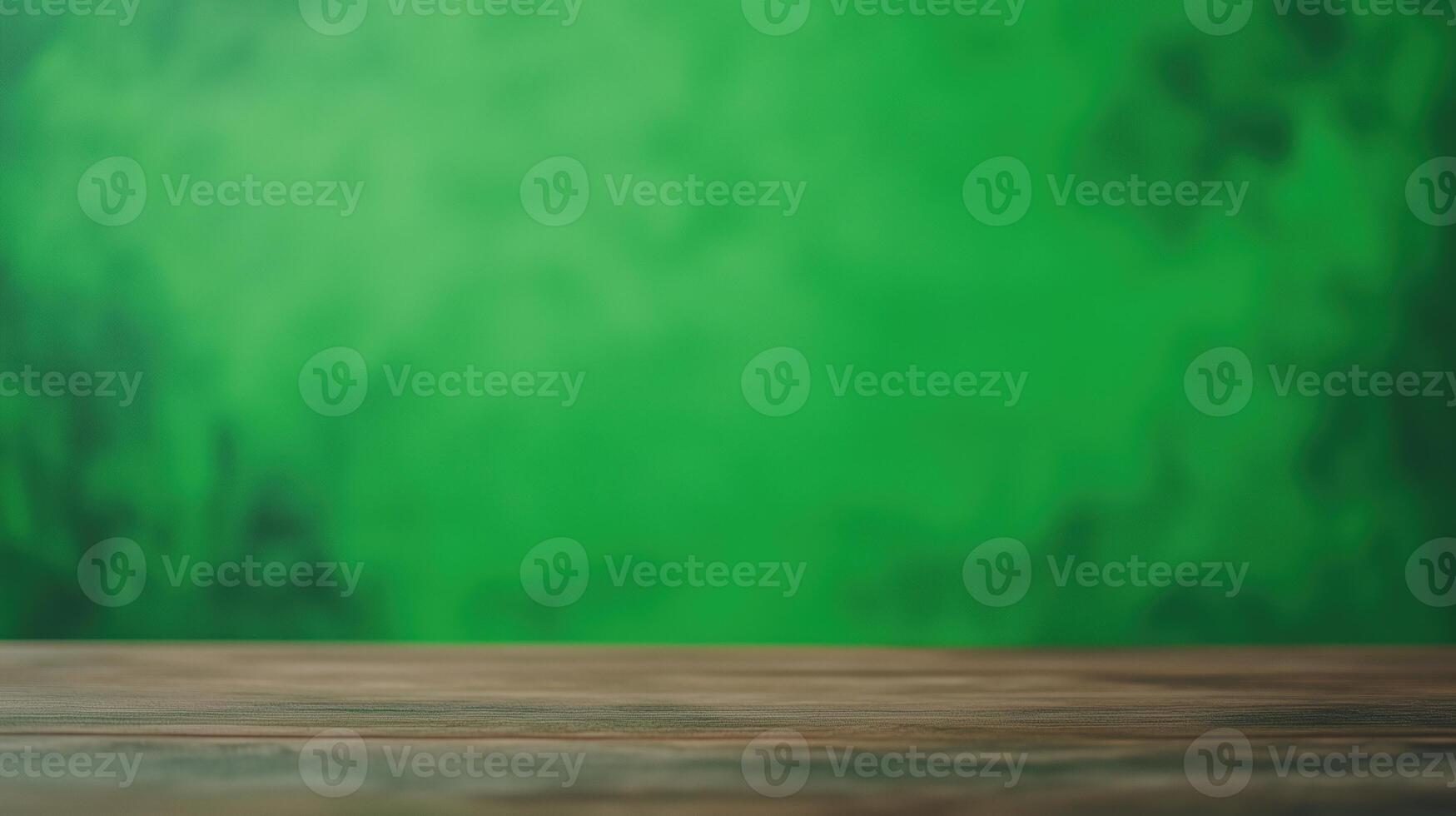 Wooden Desk Surface with Green Screen Background for Product Display or Virtual Design Concepts Featuring Empty Workspace Setup photo