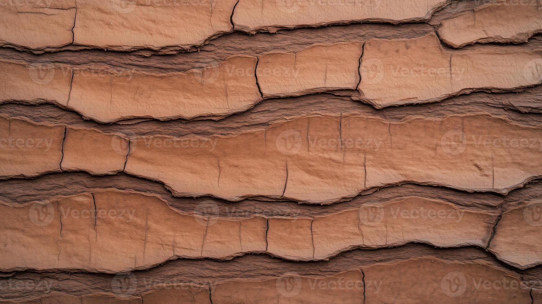 Textured Brown Tree Bark Close Up Showing Natural Patterns and Details for Backgrounds and Nature Inspired Designs Highlighting Organic Material with Horizontal Layered Crevices photo