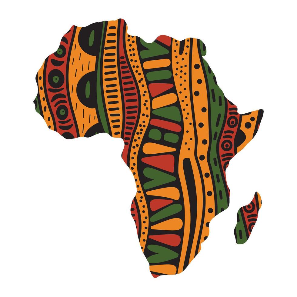 Africa map, decorative silhouette of African continent with traditional African ethnic pattern ornament. logo design for Black History Month and Juneteenth vector