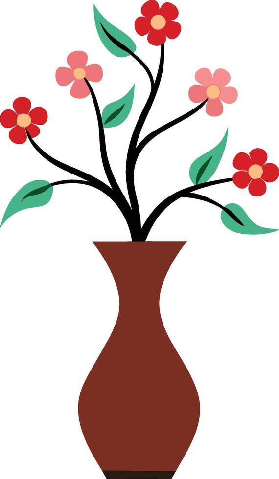 A Beautiful Flower Tree With Vase Illustration vector
