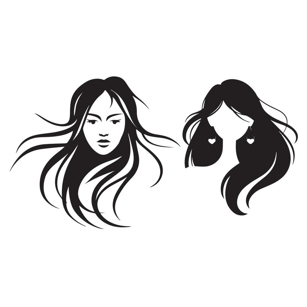 Minimalist Silhouette of a Woman with Flowing Hair vector