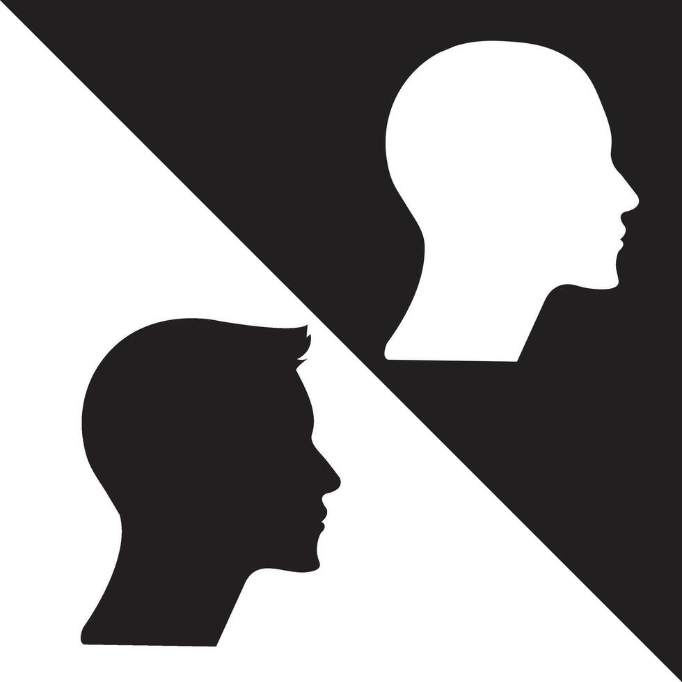 Dual Human Profiles in Profile View with Clean Design vector