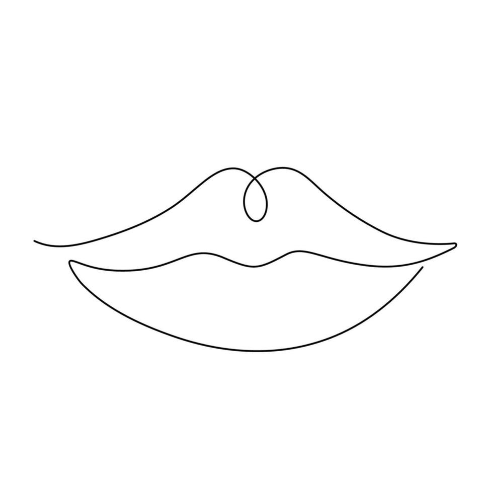 Lips Drawn With One Continuous Line vector