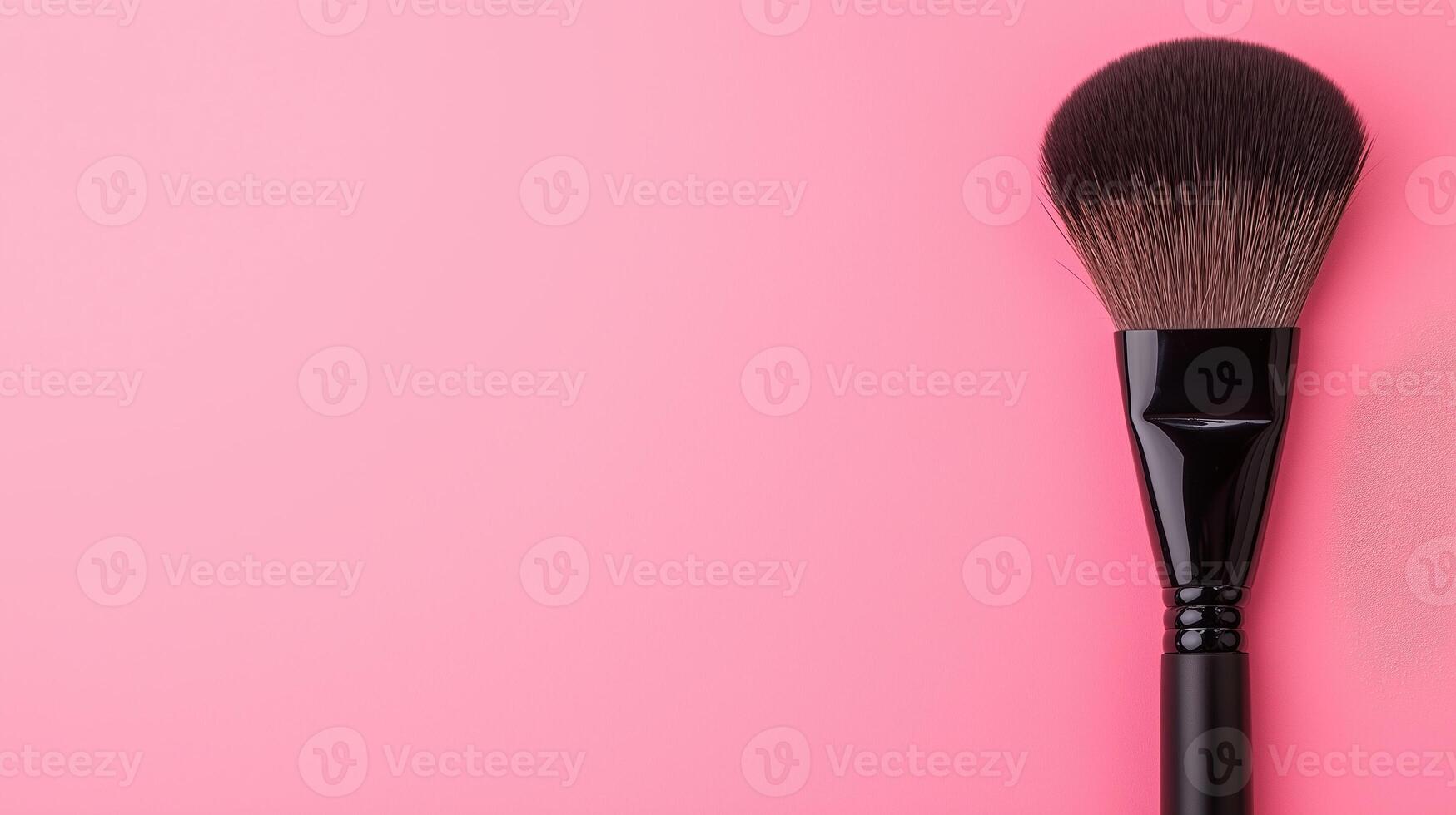 Makeup Brushes and Compact Powder on Pink Background Highlighting Beauty Essentials and Feminine Style with Elegant Placement for Cosmetics and Fashion Design Trends in Modern Beauty Photography photo