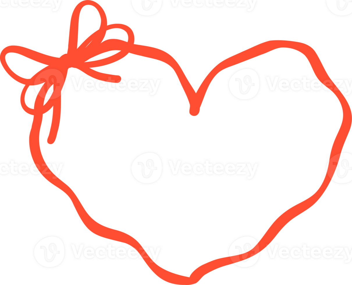 Retro Bow Heart Frame Wavy Ribbon Valentine Squiggle Flat Design png