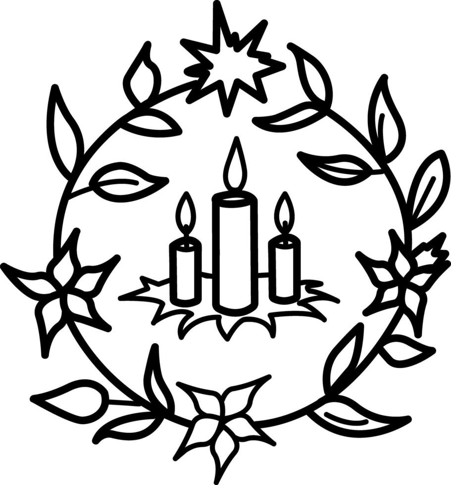 Advent wreath icon in doodle style vector