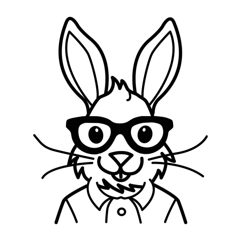 Bunny glasses icon in doodle style vector