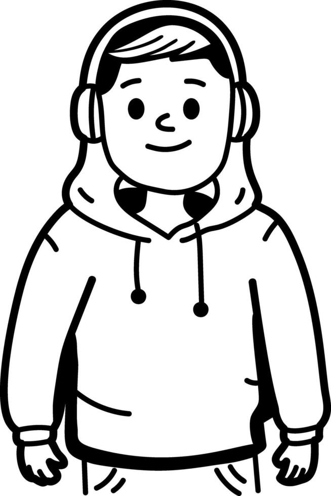 A doodle icon of a hoodie boy vector