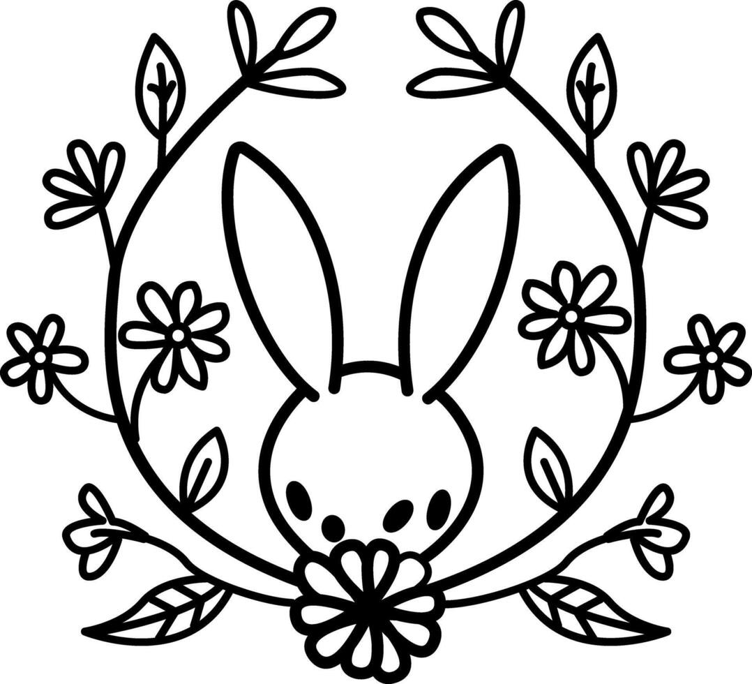 A sketchy icon of bunny wreath vector
