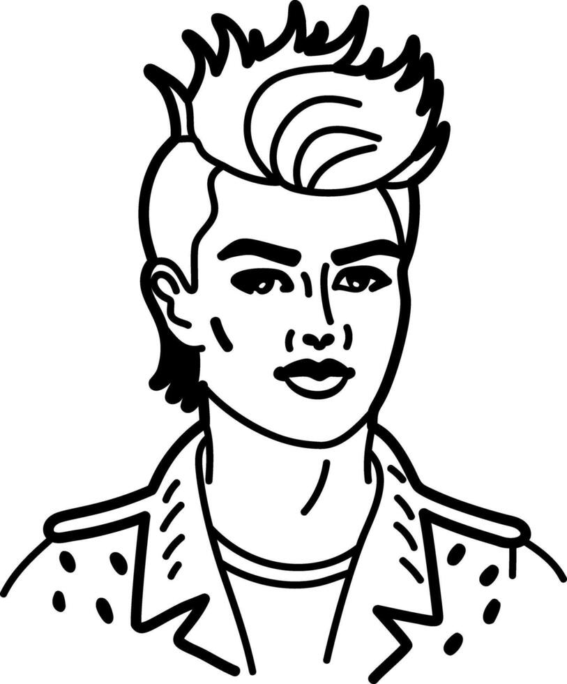 Rockstar boy icon in doodle style vector
