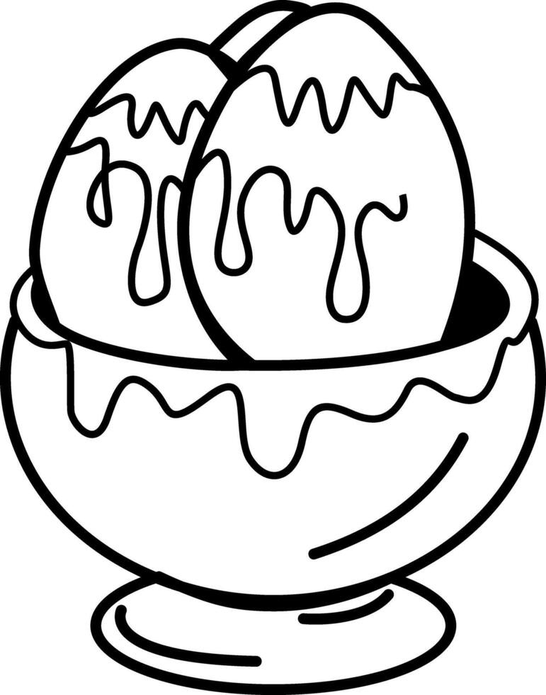 Caramel eggs dessert icon in sketchy style vector