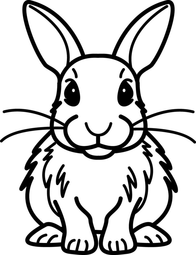 A hand drawn icon of a cute rabbit vector