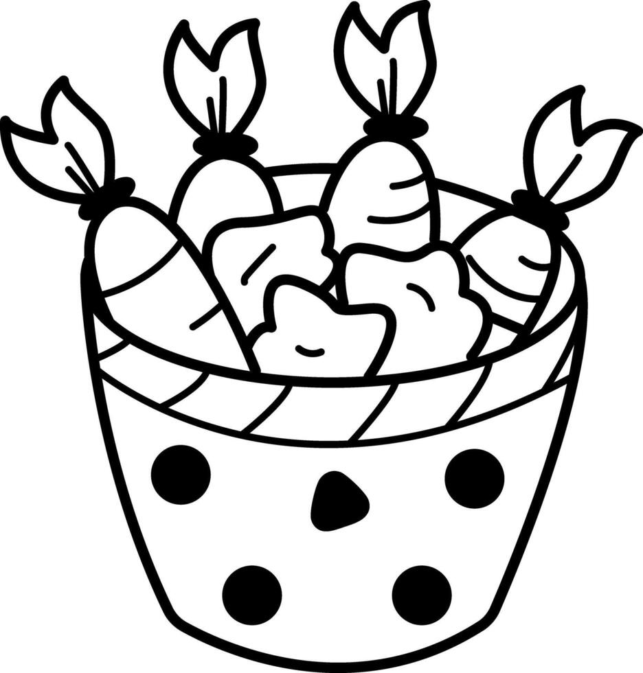 A hand draw icon of carrot bucket vector